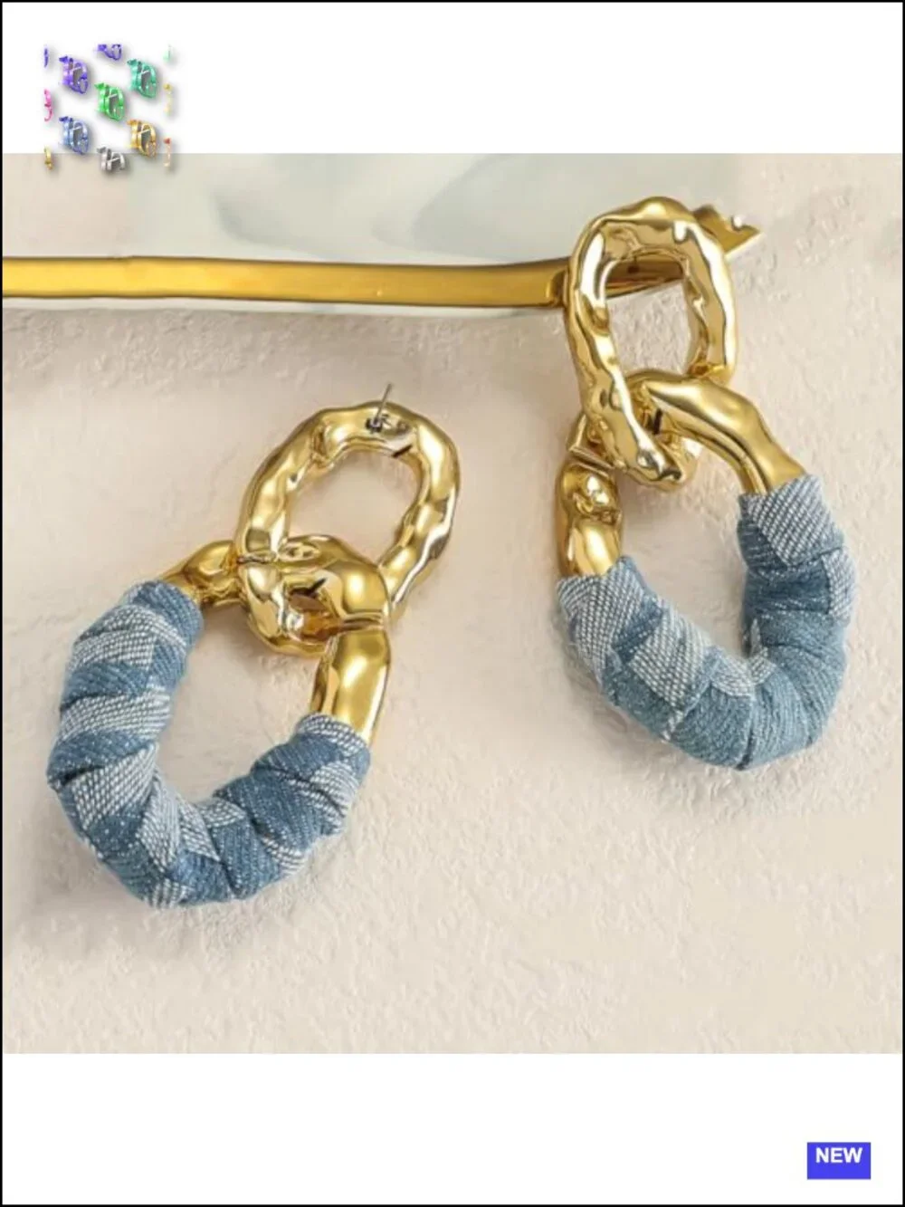 Chunky Gold Acrylic Chain Statement Earrings Dangle Drop Wrap Leather